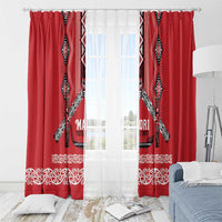Toitu Te Tiriti Waitangi Window Curtain Red Wharenui House LT9 - Polynesian Pride