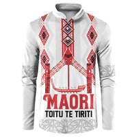 Toitu Te Tiriti Waitangi Button Sweatshirt White Wharenui House - Polynesian Pride