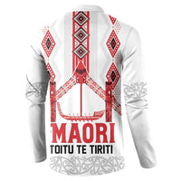 Toitu Te Tiriti Waitangi Button Sweatshirt White Wharenui House - Polynesian Pride