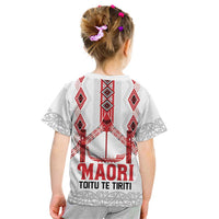 Toitu Te Tiriti Waitangi Kid T Shirt White Wharenui House LT9 - Polynesian Pride