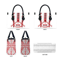 Toitu Te Tiriti Waitangi Leather Bag White Wharenui House LT9 - Polynesian Pride