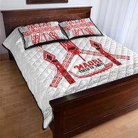 Toitu Te Tiriti Waitangi Quilt Bed Set White Wharenui House - Polynesian Pride