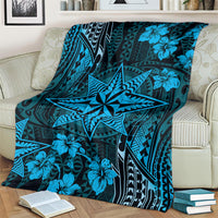 Vintage Tonga Tribal Ngatu Pattern Blanket With Pacific Floral Aqua Art
