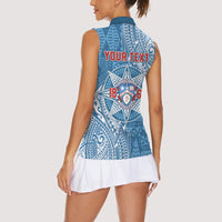 Personalised Tonga Apifo'ou College Women Sleeveless Polo Shirt Since 1865 Special Kupesi Pattern