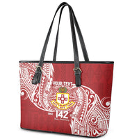 Personalised Kolisi Tonga Atele 142nd Anniversary Leather Tote Bag Special Kupesi Pattern