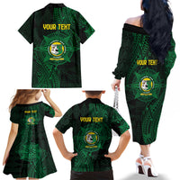 Personalised Tonga Liahona High School 76th Anniversary Family Matching Off The Shoulder Long Sleeve Dress and Hawaiian Shirt Special Kupesi Pattern