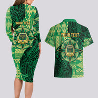 Personalised Tonga Saineha High School Couples Matching Long Sleeve Bodycon Dress and Hawaiian Shirt Since 1978 Special Kupesi Pattern