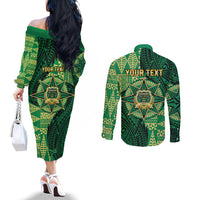 Personalised Tonga Saineha High School Couples Matching Off The Shoulder Long Sleeve Dress and Long Sleeve Button Shirt Since 1978 Special Kupesi Pattern