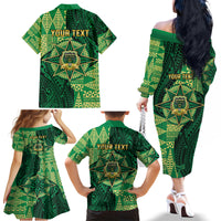 Personalised Tonga Saineha High School Family Matching Off The Shoulder Long Sleeve Dress and Hawaiian Shirt Since 1978 Special Kupesi Pattern