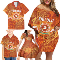 Personalised Tonga Tailulu College Family Matching Off Shoulder Short Dress and Hawaiian Shirt Since 1967 Special Kupesi Pattern Version 1