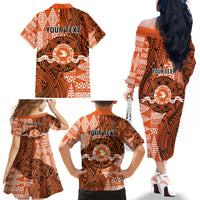 Personalised Tonga Tailulu College Family Matching Off The Shoulder Long Sleeve Dress and Hawaiian Shirt Since 1967 Special Kupesi Pattern Version 2
