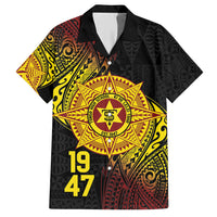 Personalised Tonga High School Family Matching Off Shoulder Short Dress and Hawaiian Shirt Since 1947 Special Kupesi Pattern LT9 Dad's Shirt - Short Sleeve Black - Polynesian Pride