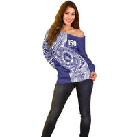 Personalised Tonga Tupou College Tolo 158th Anniversary Off Shoulder Sweater Special Kupesi Pattern LT9 - Polynesian Pride