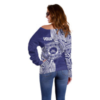 Personalised Tonga Tupou College Tolo 158th Anniversary Off Shoulder Sweater Special Kupesi Pattern LT9 - Polynesian Pride