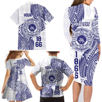 Personalised Tonga Tupou College Tolo Family Matching Long Sleeve Bodycon Dress and Hawaiian Shirt Since 1866 Special Kupesi Pattern