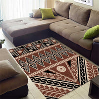 Vintage Bula Fiji Area Rug Brown Tapa Masi Motif