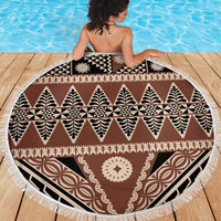 Vintage Bula Fiji Beach Blanket Brown Tapa Masi Motif