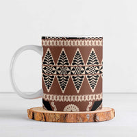 Vintage Bula Fiji Ceramic Mug Brown Tapa Masi Motif - Polynesian Pride
