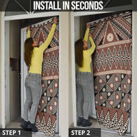 Vintage Bula Fiji Door Cover Brown Tapa Masi Motif - Polynesian Pride