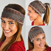 Vintage Bula Fiji Neck Gaiter Brown Tapa Masi Motif - Polynesian Pride