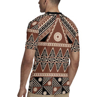 Vintage Bula Fiji Rugby Jersey Brown Tapa Masi Motif
