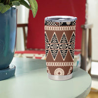 Vintage Bula Fiji Tumbler Cup Brown Tapa Masi Motif