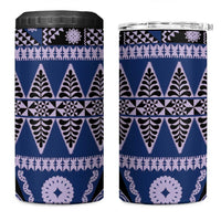 Vintage Bula Fiji 4 in 1 Can Cooler Tumbler Prussian Blue Tapa Masi Motif LT9 One Size: 16 oz Blue - Polynesian Pride