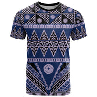 Vintage Bula Fiji T Shirt Prussian Blue Tapa Masi Motif