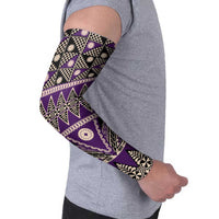 Vintage Bula Fiji Arm Sleeves Purple Tapa Masi Motif - Polynesian Pride