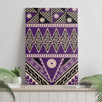 Vintage Bula Fiji Canvas Wall Art Purple Tapa Masi Motif