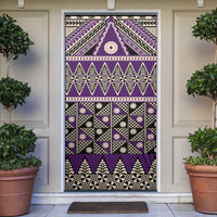 Vintage Bula Fiji Door Cover Purple Tapa Masi Motif - Polynesian Pride