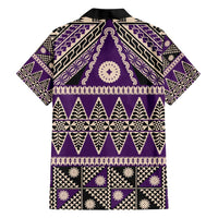 Vintage Bula Fiji Family Matching Short Sleeve Bodycon Dress and Hawaiian Shirt Purple Tapa Masi Motif