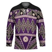Vintage Bula Fiji Hockey Jersey Purple Tapa Masi Motif LT9 Unisex Purple - Polynesian Pride