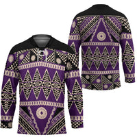 Vintage Bula Fiji Hockey Jersey Purple Tapa Masi Motif LT9 - Polynesian Pride