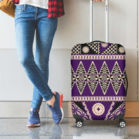 Vintage Bula Fiji Luggage Cover Purple Tapa Masi Motif