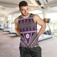 Vintage Bula Fiji Men Tank Top Purple Tapa Masi Motif