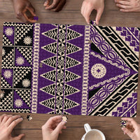 Vintage Bula Fiji Puzzle Purple Tapa Masi Motif - Polynesian Pride