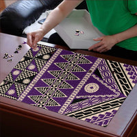 Vintage Bula Fiji Puzzle Purple Tapa Masi Motif - Polynesian Pride
