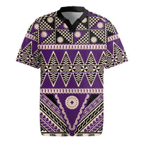Vintage Bula Fiji Rugby Jersey Purple Tapa Masi Motif