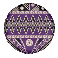 Vintage Bula Fiji Spare Tire Cover Purple Tapa Masi Motif