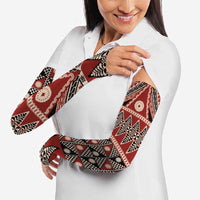 Vintage Bula Fiji Arm Sleeves Red Tapa Masi Motif - Polynesian Pride