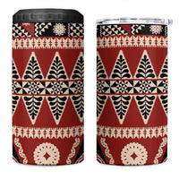Vintage Bula Fiji 4 in 1 Can Cooler Tumbler Red Tapa Masi Motif LT9 One Size: 16 oz Red - Polynesian Pride