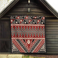 Vintage Bula Fiji Quilt Red Tapa Masi Motif