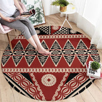 Vintage Bula Fiji Round Carpet Red Tapa Masi Motif