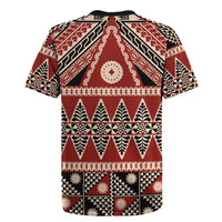 Vintage Bula Fiji Rugby Jersey Red Tapa Masi Motif