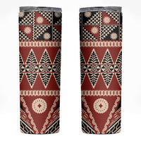 Vintage Bula Fiji Skinny Tumbler Red Tapa Masi Motif LT9 Red - Polynesian Pride