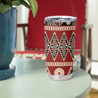Vintage Bula Fiji Tumbler Cup Red Tapa Masi Motif