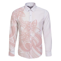 Polynesian Tribal Plumeria Lotu Tamaiti Family Matching Puletasi and Hawaiian Shirt Pastel Blush LT9 Dad's Shirt - Long Sleeve Blush - Polynesian Pride