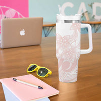 Polynesian Tribal Plumeria Lotu Tamaiti Tumbler With Handle Pastel Blush LT9 - Polynesian Pride