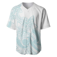 Polynesian Tribal Plumeria Lotu Tamaiti Baseball Jersey Pastel Cyan LT9 Cyan - Polynesian Pride